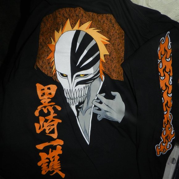NEW Bleach Ichigo Orange Flame 20th Anniversary Adult Long Sleeve T-Shirt NWT - Picture 5 of 16